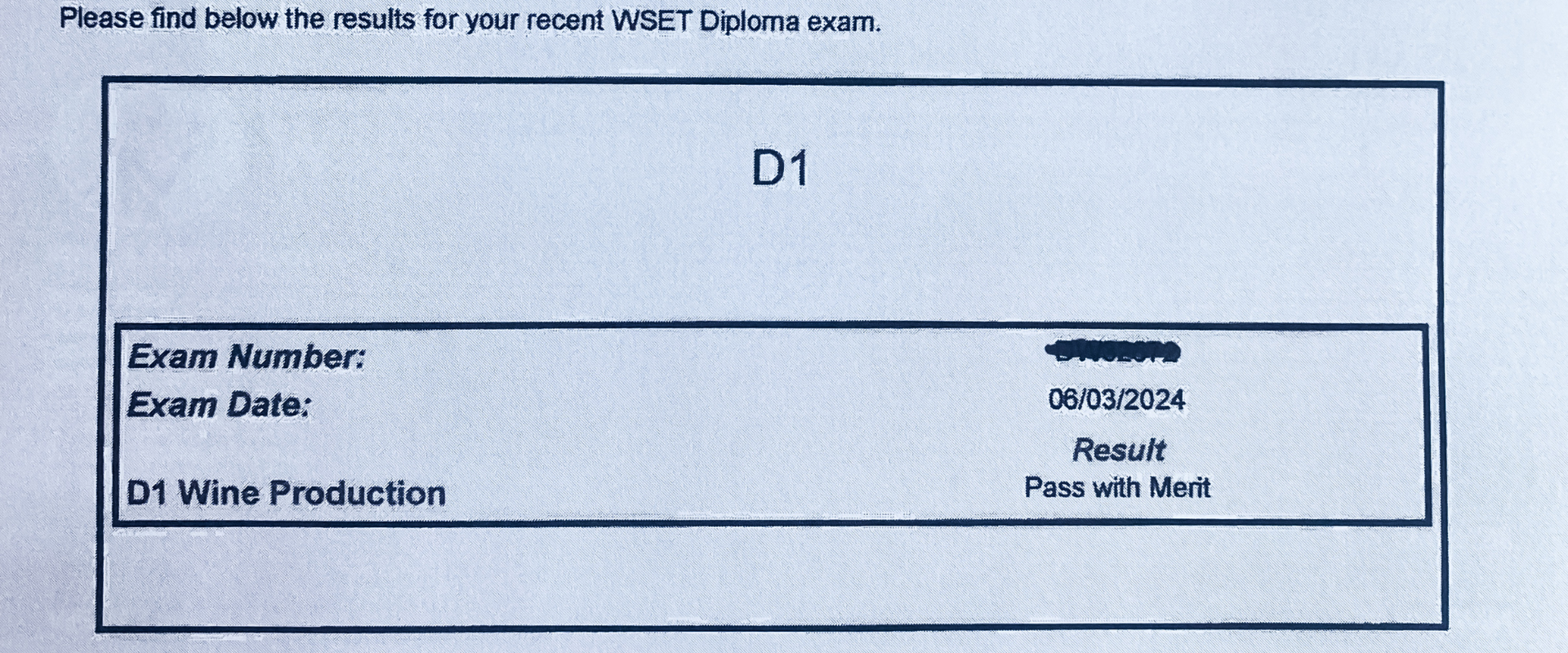 I failed my WSET Diploma unit D1