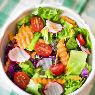 salad and wine